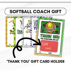 Titolare della carta regalo di apprezzamento per SOFTBALL COACH, stampabile, biglietto di ringraziamento, regalo per l'allenatore, vacanze, compleanno, premi di fine anno, allenatore scolastico