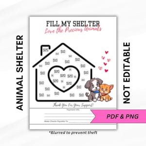 Fill My Shelter Pet Rettung, PNG druckbare 8,5 "x 11" Ausmal-Spendenflecken, Fundraiser-Flyer, Tierheim, Adopt a Pet, Hunde-Spendenaktion