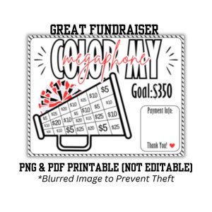 COLOR MY MEGAPHONE Cheer Fundraiser, Fill My Cheer Megaphone, Printable, Cheer Comp, Cheer Elite Pom Pom, Cheerleading Competition, Red