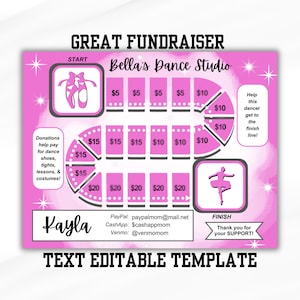 UNIQUE BALLET Fill In Game Board Fundraiser | Editable | Dance Fundraising Game | Dance Comp Team | Ballet donation | Dance Recital