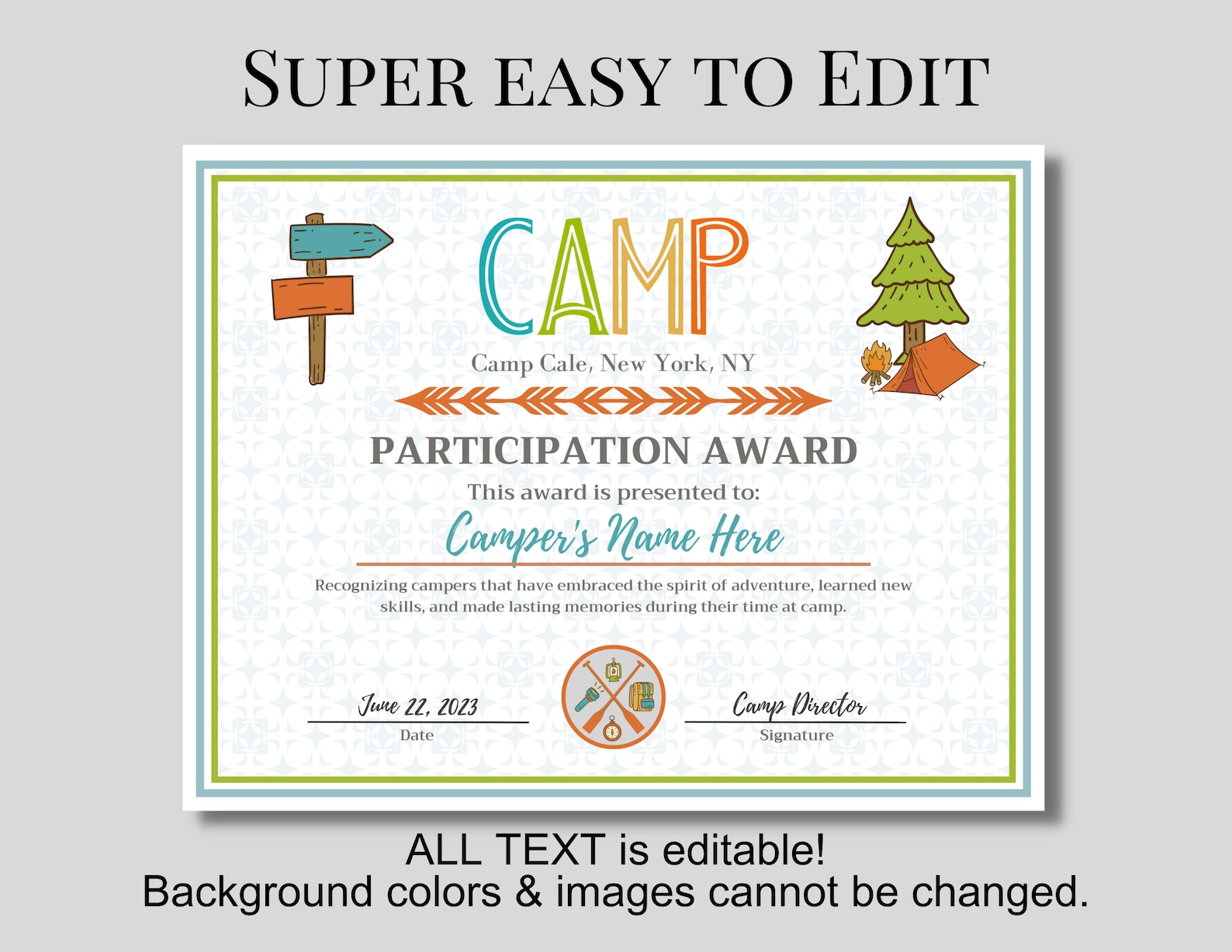 SUMMER CAMP Certificates Personalize and Celebrate Camp Memories SUMMER CAMP Certificates Personalize and Celebrate Camp Memories