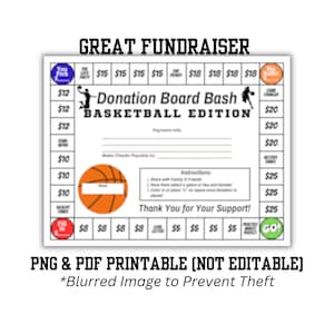 BASKETBALL Fundraiser Printable | Spendentafel Bash | AAU-Reisen | Fundraiser Flyer | Spielbrett Spendensammlung | Pate meinen Spieler