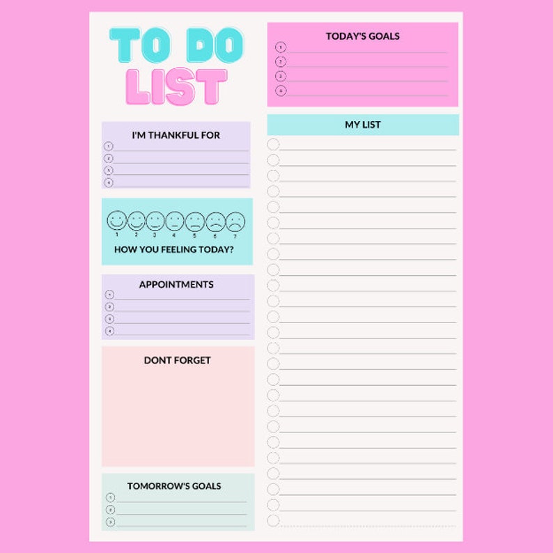 Checklist To Do Task List.pdf Printable to Do List — PDF Planner Checklist — Task Lists — Instant ...