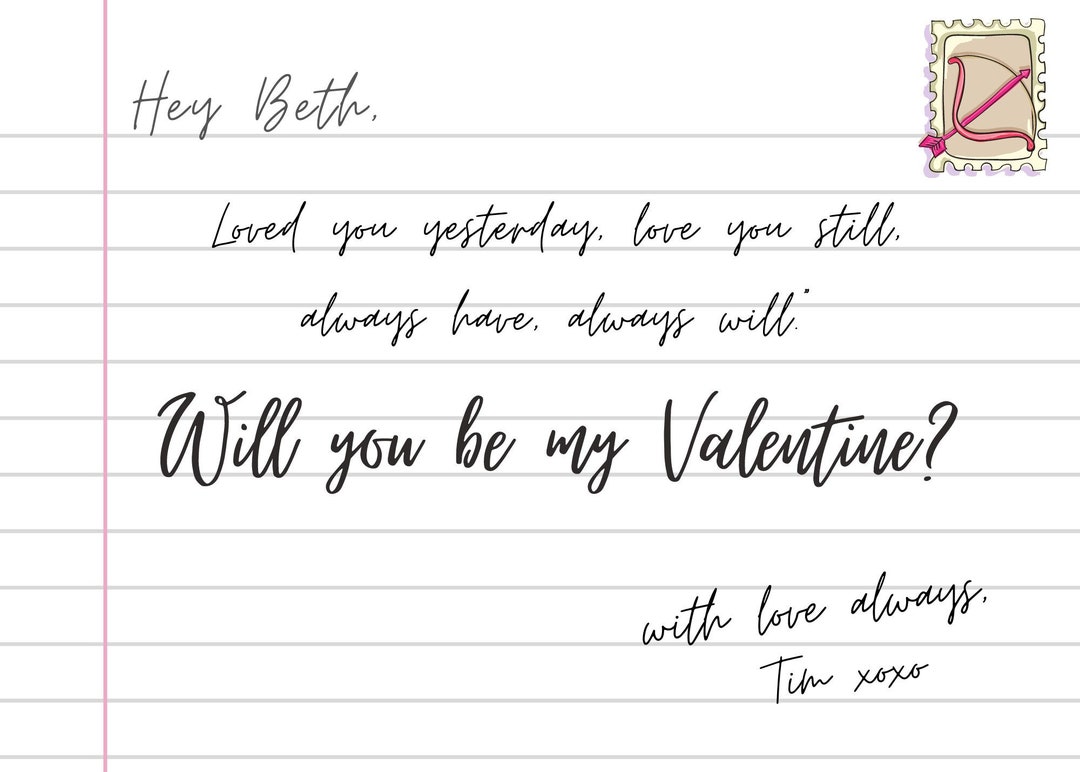 Editable Valentines Day Love Note - Etsy