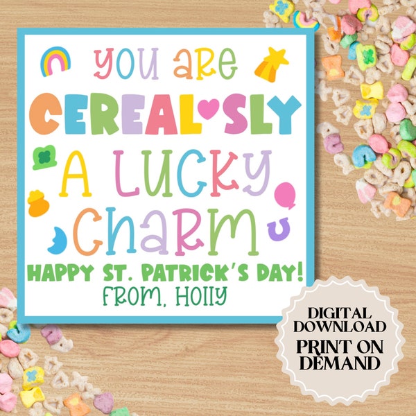 Editable St. Patricks Day Lucky Charms Gift Tags | Printable PDF