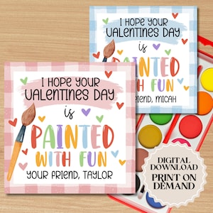 Valentijnsdag verf aquarel cadeaulabel | Afdrukbare pdf