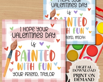 Editable Valentines Day Paint Watercolor Gift Tag | Printable PDF