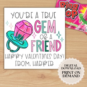 Editable Valentines Day Ring Candy Gift Tag | Printable PDF