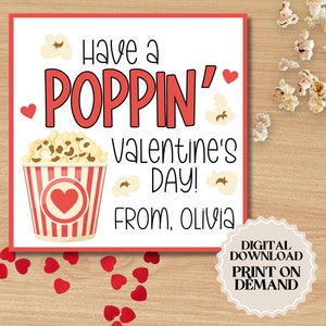 Étiquette-cadeau Pop-corn de la Saint-Valentin | PDF imprimable