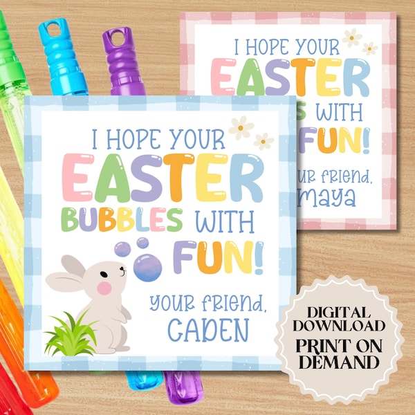 Editable Easter Bubbles Gift Tags | Printable PDF