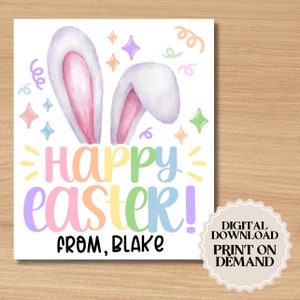 Editable Rainbow Bunny Ears Easter Gift Tags | Printable PDF