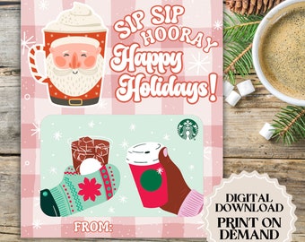 Christmas, Holiday, Pinkmas, Coffee, Drink Gift Card Holder | Printable PDF