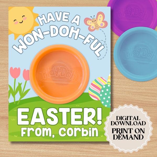 Editable Easter Play Doh Gift Cards, Toppers, Tags | Printable PDF