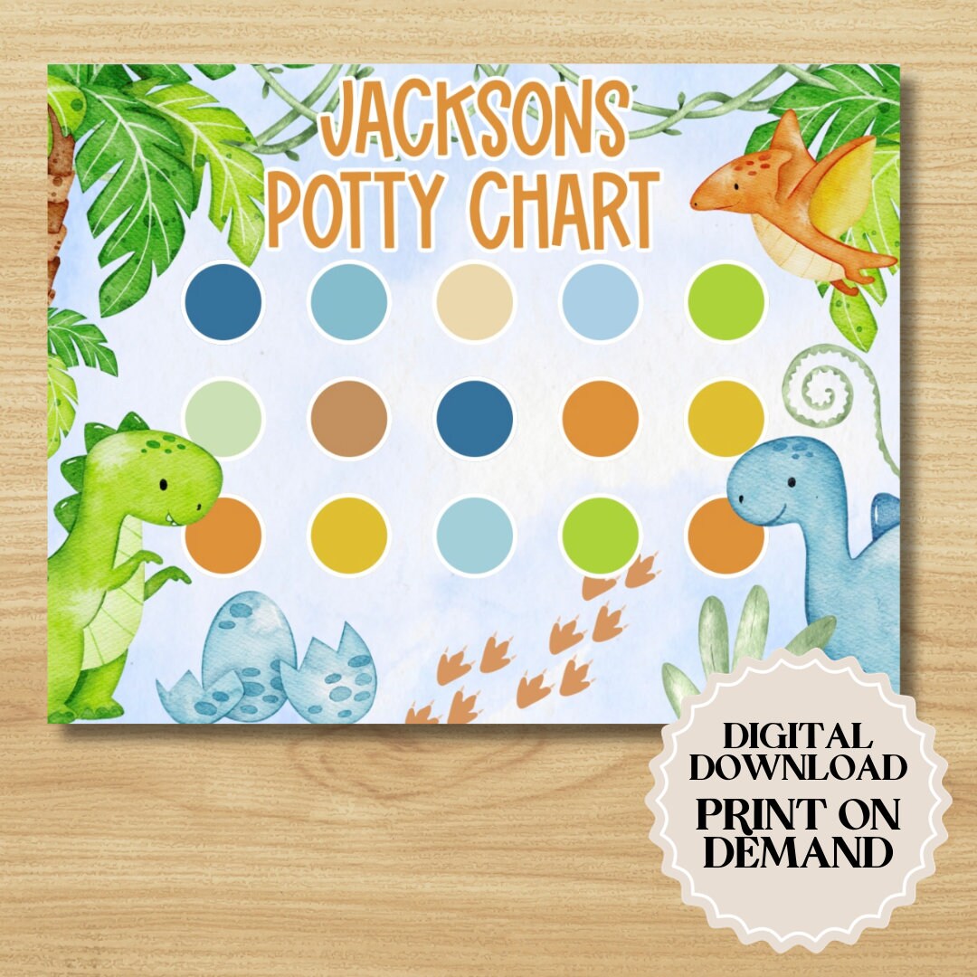Editable Dinosaur Potty Reward Chart Printable PDF - Etsy