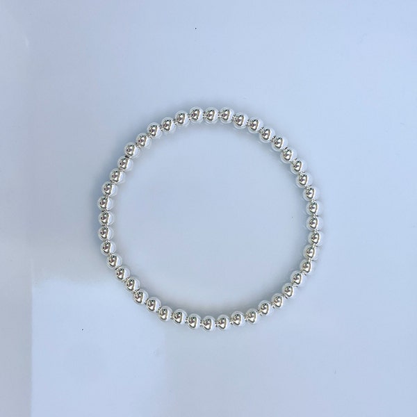 Sterling Silver 4mm Beaded Bracelet • Dainty Bracelets • Customizable Stacking Bracelets • Gifts for Girls, Women, Teens, Bridesmaids