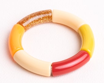 Aliénor- ResinCurved Tube beaded bracelet for Women