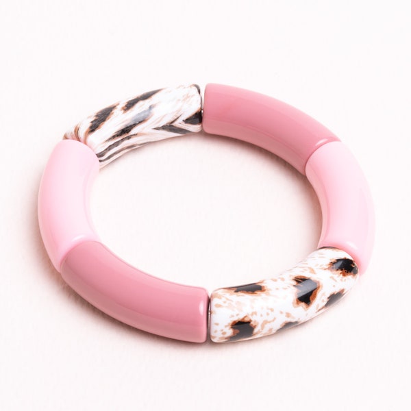 Gina - Resin Curved Tube beaded bracelet for Women