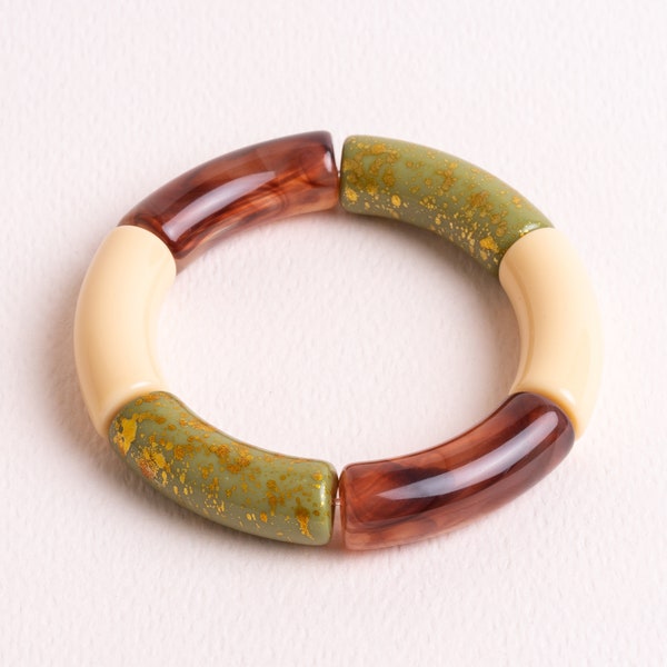 Marah - Bracelet en perles tubulaires incurvées en résine pour femme