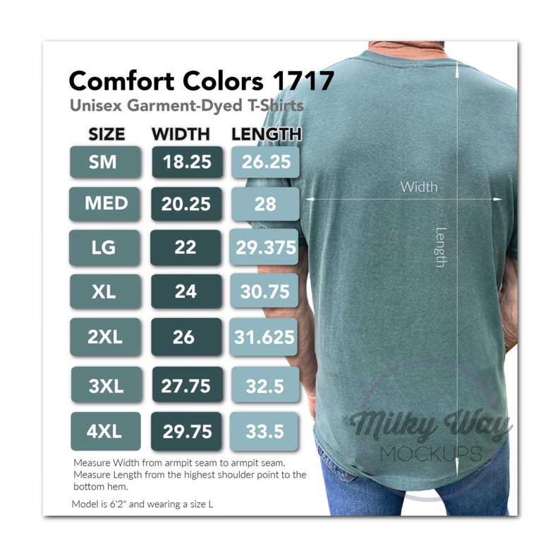 Comfort Colors Tshirt Size Chart, Listing Photos, Tshirt Size Chart