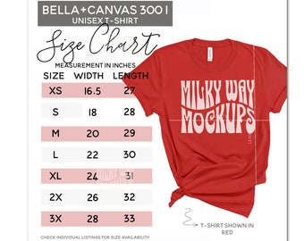 Bella Canvas 3001 Size Chart, T-Shirt Sizing Chart, Listing Photos, 3001 Size Chart, Etsy Listing Mockup,  Instant Digital Download