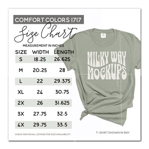 Comfort Colors T-Shirt Sizing Charts, Listing Photos, 1717 Size Charts, Unisex Size Chart, Instant Digital Download, Store Listings