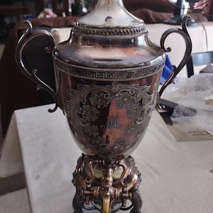 Antique Redfield And Rice Silverplate Samovar, Greek Revival