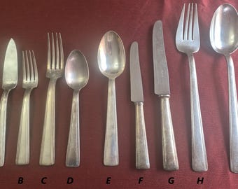 Ercuis France Silver Plate Art Deco Pattern Sold Per Piece.