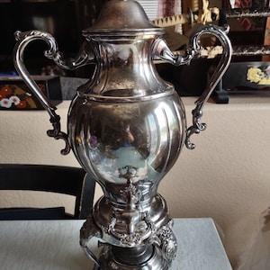 Antique Silver Plate Samovar Floral Motifs