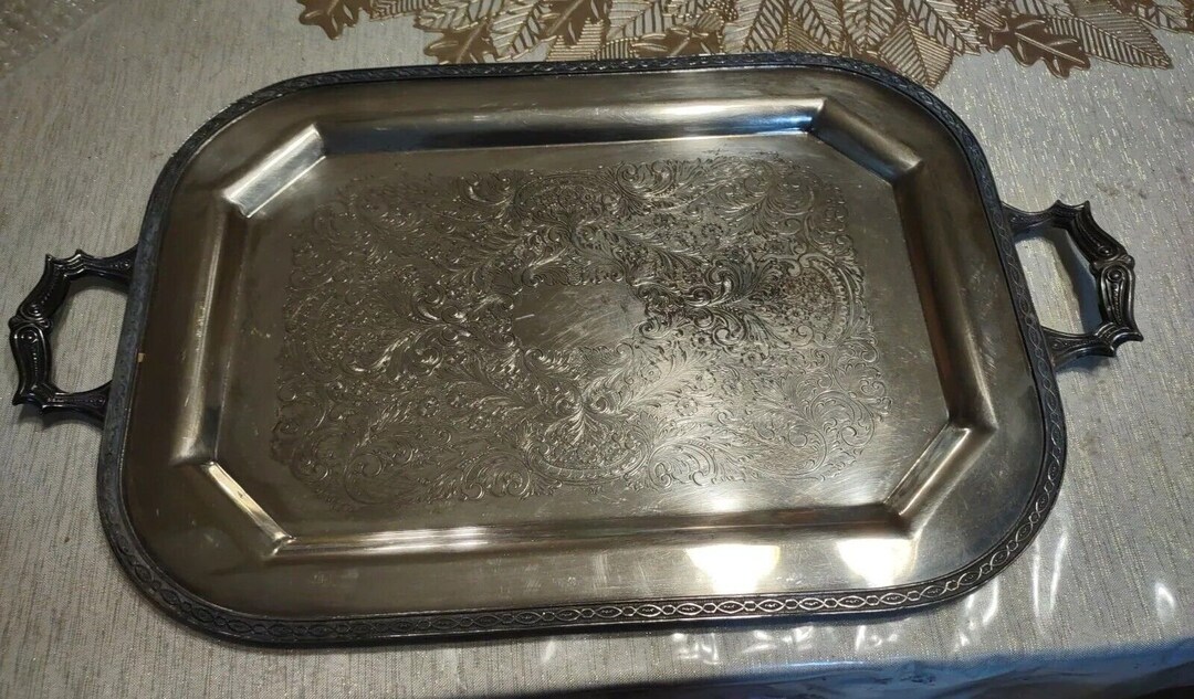 Glastonbury Plate Co Silver Plate Handled Serving Tray Model 4001 Etsy