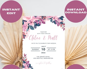 WEDDING INVITATION TEMPLATE download rose flower Smartphone Evite sms Mobile Invite