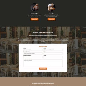May include: A website for a cozy cafe and bistro called Savory Haven. The website features images of the cafe's interior and exterior, as well as its menu and reservation form. The website also includes testimonials from satisfied customers.