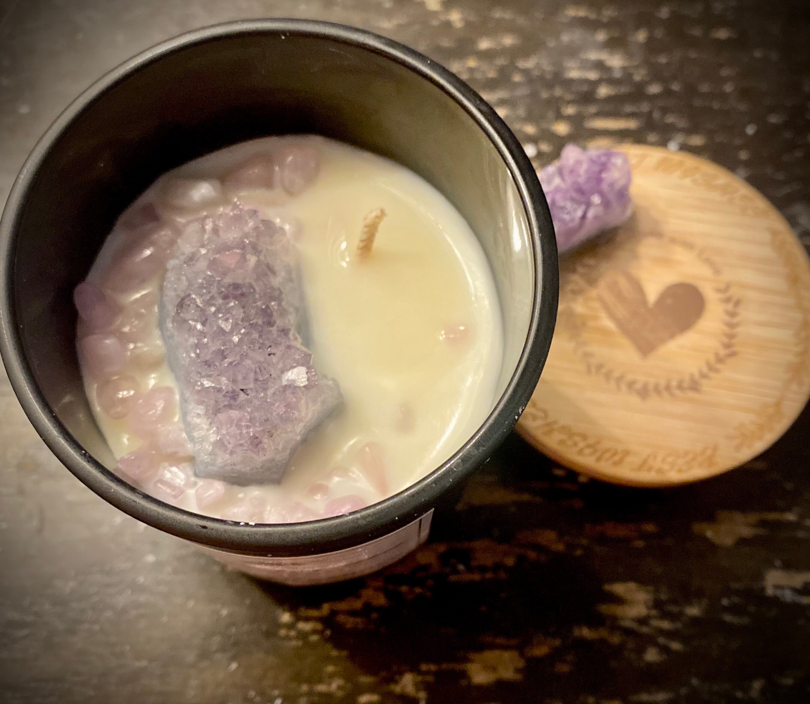 Amethyst and Kunzite Healing Crystal Candle - Etsy