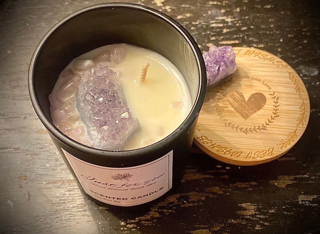 Amethyst and Kunzite Healing Crystal Candle - Etsy