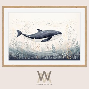 Whale Folk Art Print: Nordic Coastal Decor (Digital Download)