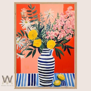 Matisse Style Floral Vase Art Print: Vibrant Still Life (Digital Download)