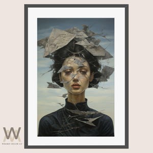 Surrealist art prints, Dark fantasy artwork, Dystopian Wall Art, Macabre Wall Art, Dark Academia, Strange Weird Digital Art, Weird Portrait