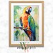 Watercolor Parrot Tropical Print Door Mat