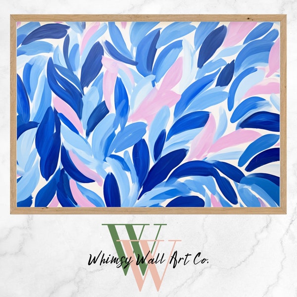 Blue Leaf Pattern Art, Blue Contemporary Art, Fauvism Art Prints, Brush Stroke Art, Brush Stroke Art Modern Print, Henri Matisse Download,