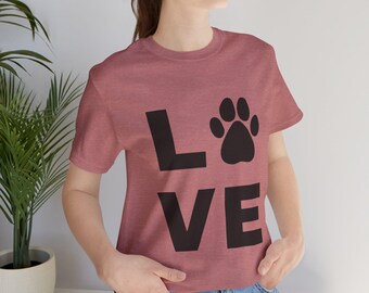 Camiseta Paw Love, camiseta con estampado de pata de perro, linda camiseta de amor para mamás de perros, regalo para amantes de los animales, regalo para veterinarios y amantes de las mascotas, adopta un atuendo para perro