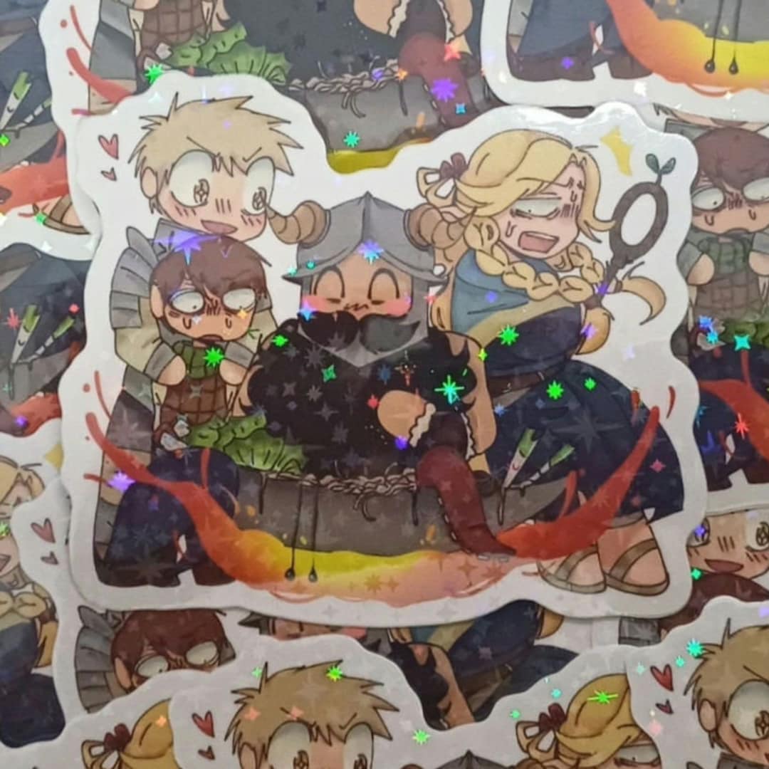 Delish Gang // Dungeon Meshi// Vinyl Sparkly Sticker, Marcille, Laios ...