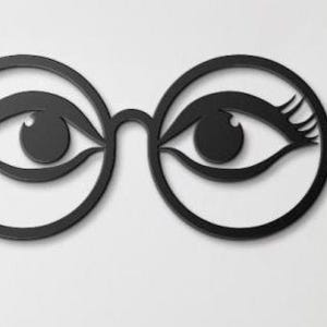 Eyes and round glasses lenses novelty art for optometry office or gift for wall