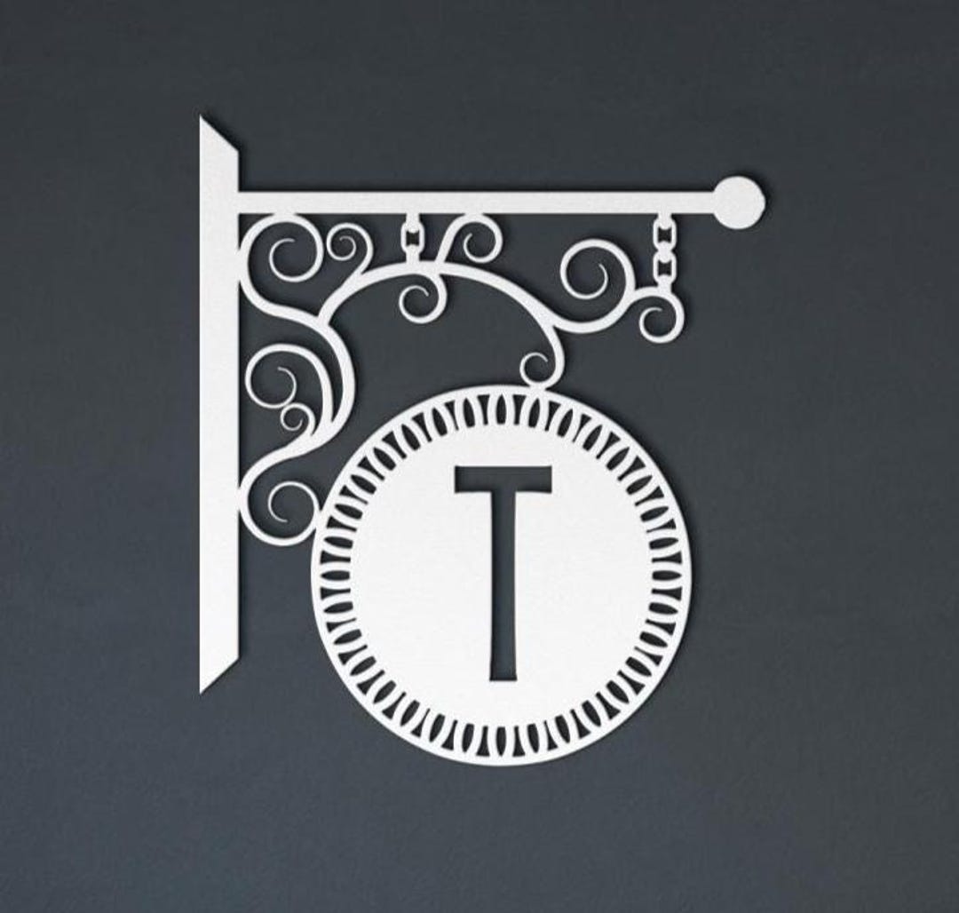 Fancy Pattern Signs Monogram Vintage Victorian Fancy Hanging Round Medallion Sign for ...
