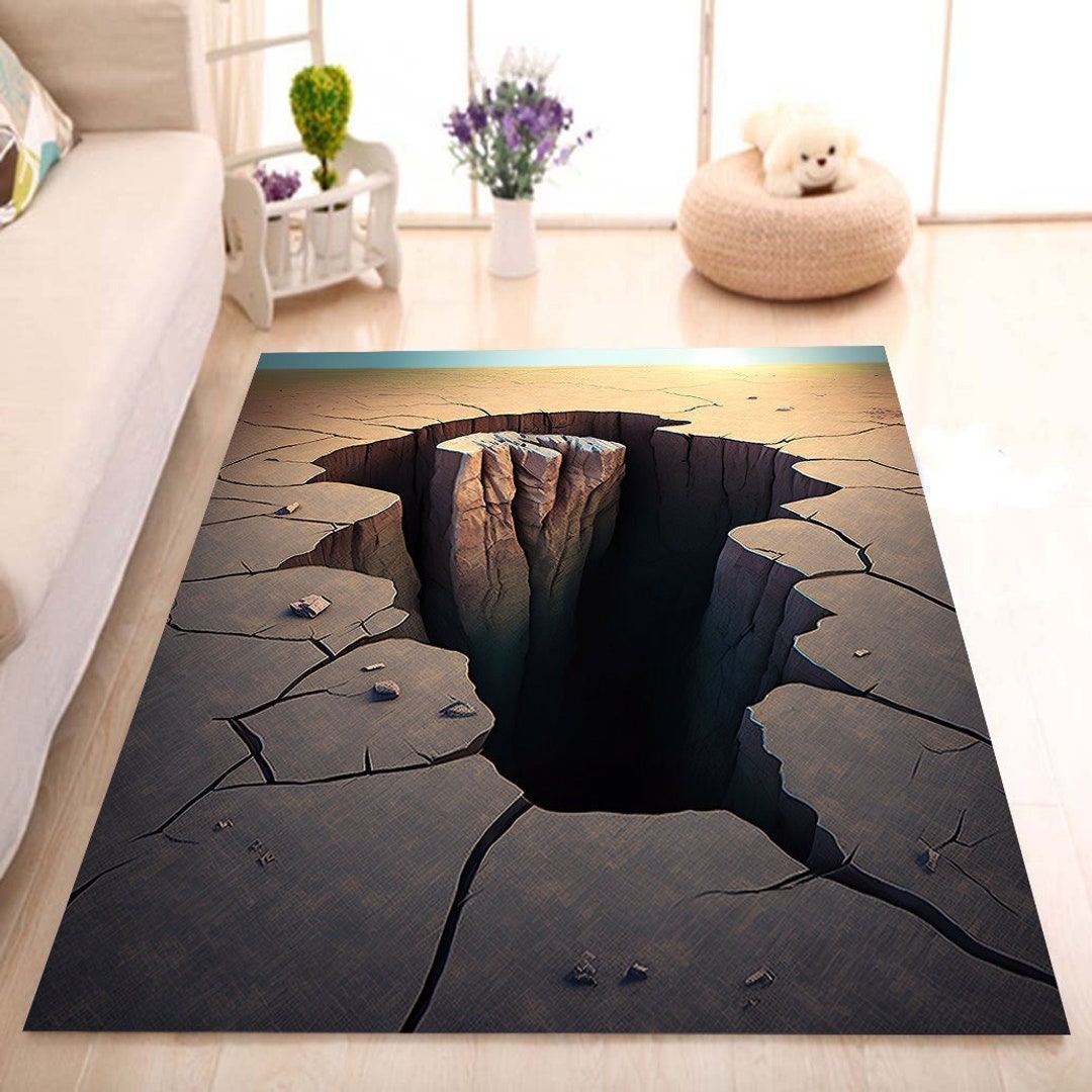 Huge Crack Rug Optical Illusion Rug Crack Illusion Rug 3D Etsy