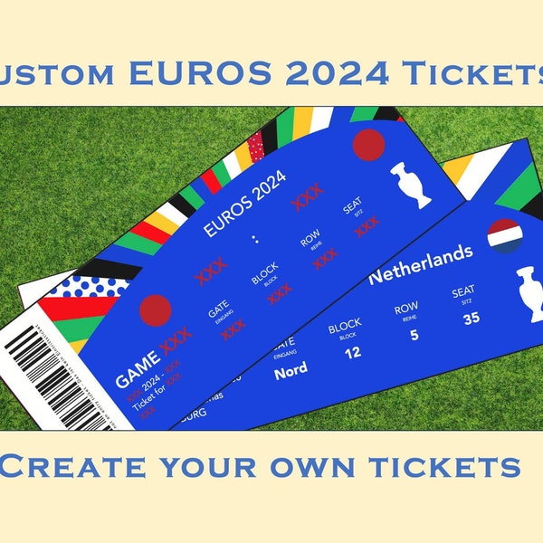 Individuelles EM 2024 Ticket zum ausdrucken für Zuhause - Einzigartiges Souvenir für Fußballfans, für die glücklichen Losgewinner - Euros24