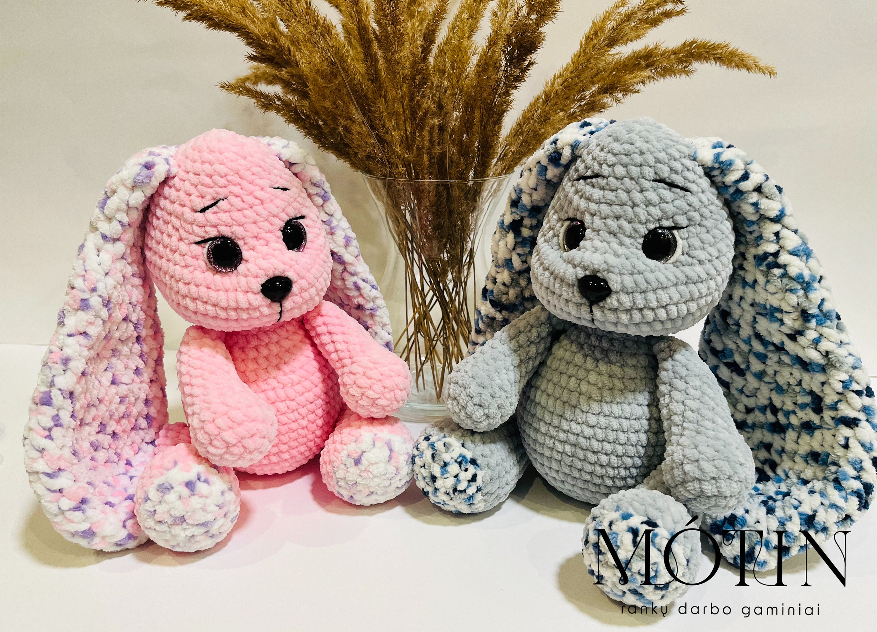 かぎ針編みのウサギ：長い耳を持つ手作りのぬいぐるみ - Etsy 日本