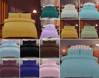 Handmade Seersucker Duvet Cover Set: 100% Cotton Rich Bedding with Pillowcases