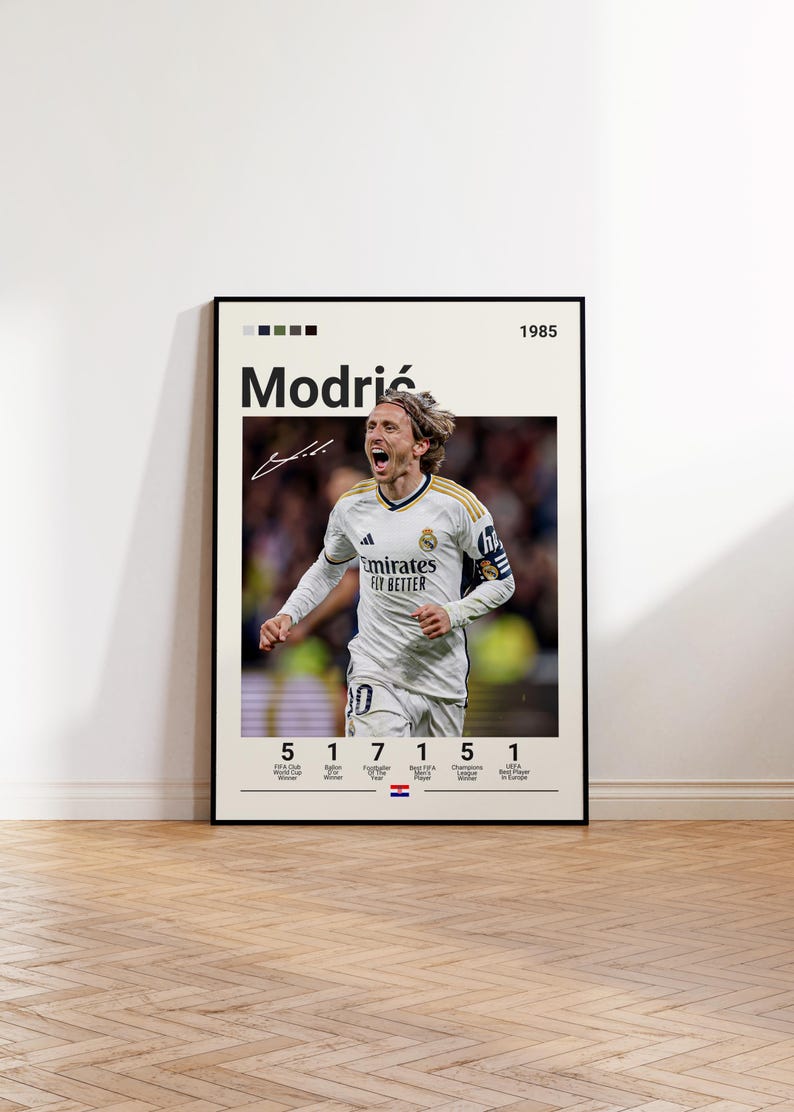 Luka Modric Poster, Real Madrid Print, Luka Modric Fan Gift, Soccer