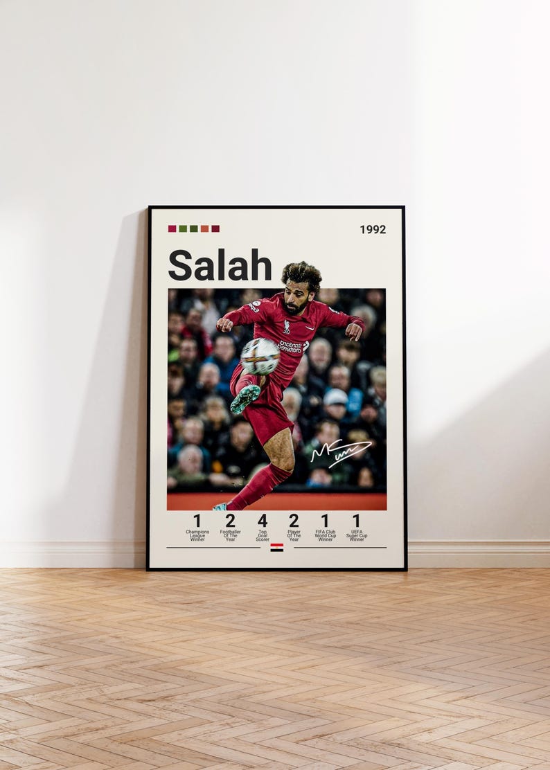 Mohamed Salah Poster, Liverpool Print, Salah Fan Gift, Soccer Gifts