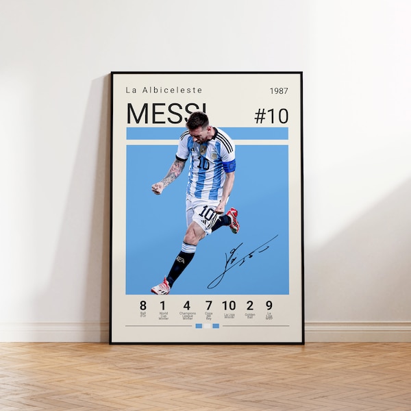 Lionel Messi Poster, Argentina Football Print, Football Poster, Soccer Poster, Sports Poster, Gift For Him