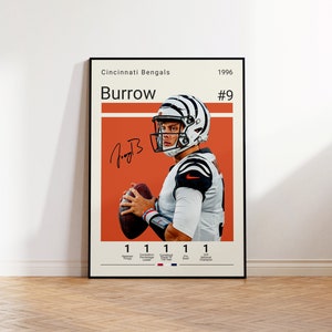 Joe Burrow Poster, Cincinnati Bengals Poster, NFL Fan Gifts, NFL Poster, Football Poster, Sports Poster, Gift For Him